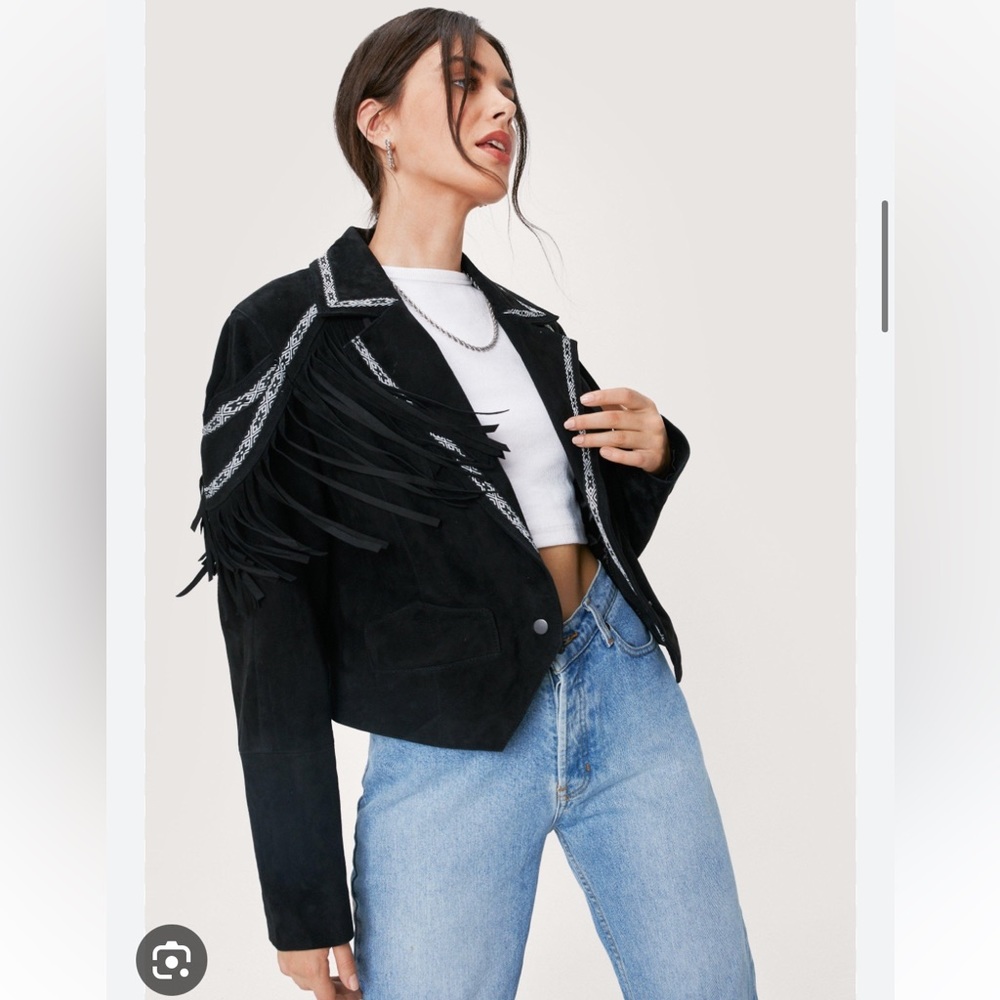NWT Nasty Gal Fringe Suede Jacket